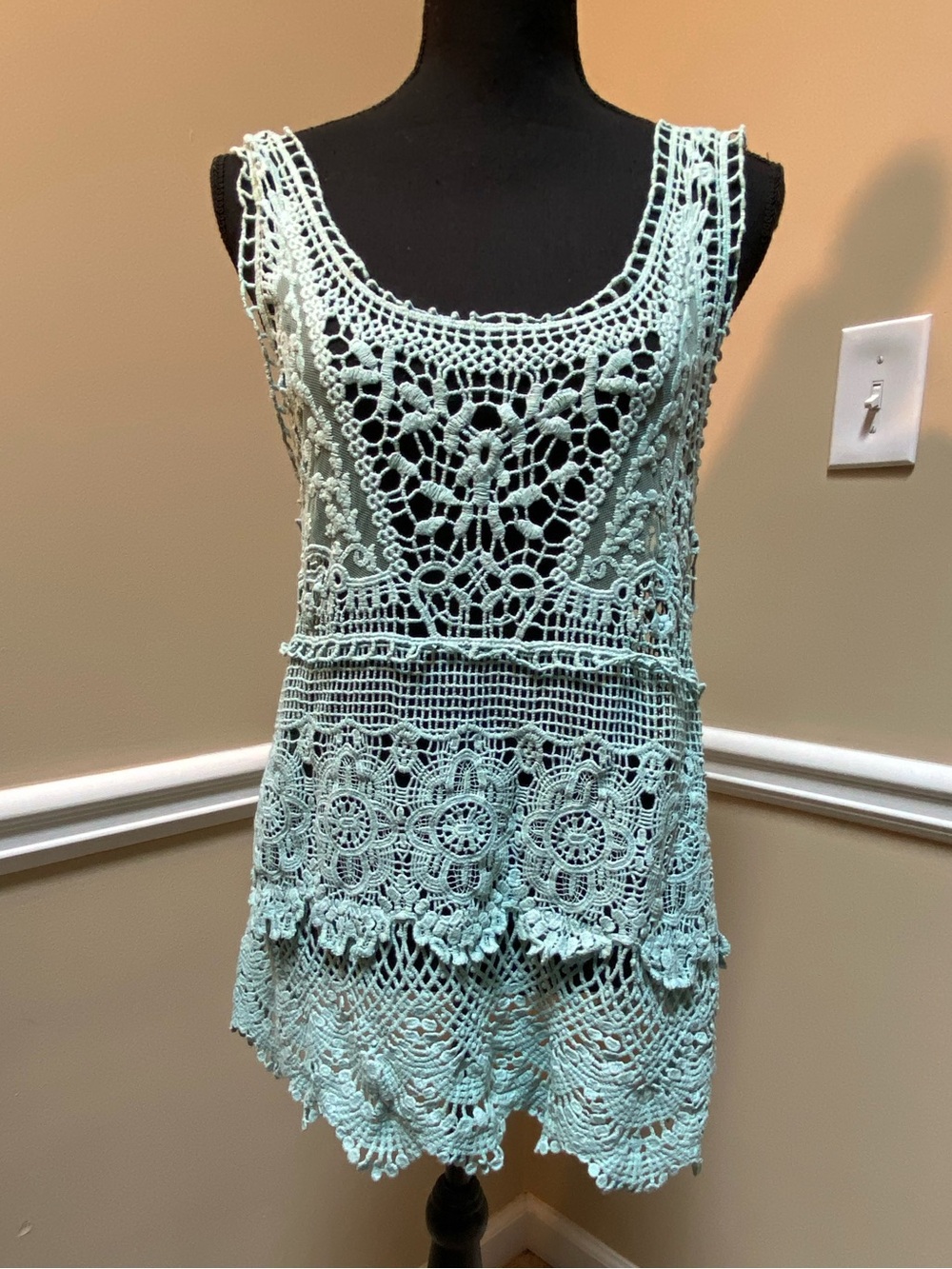 Open Weave Crochet Tank Topper